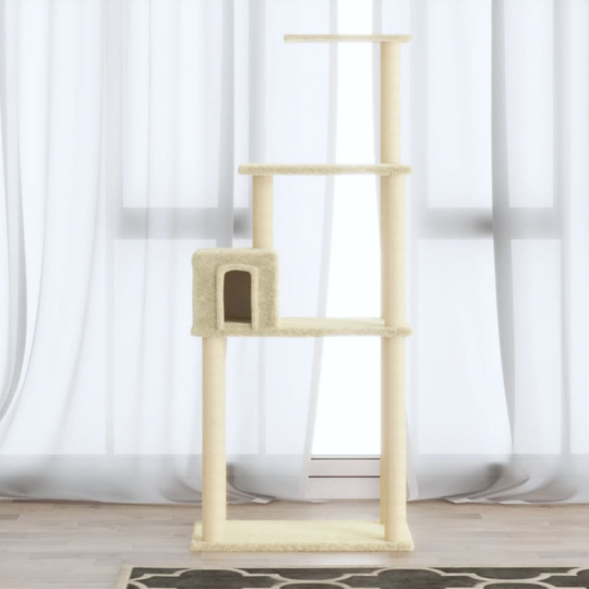 vidaXL kradsetræ med sisalkradsestolper 147 cm cremefarvet