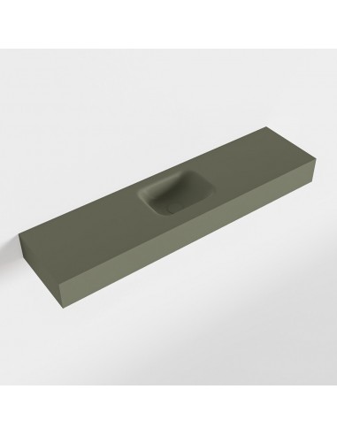 LEX væghængt håndvask 120 x 30 cm Solid surface - Armygrøn