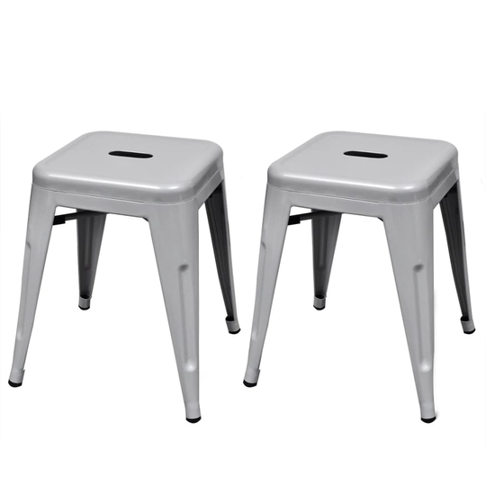 vidaXL stabelbare skamler 2 stk. metal grå