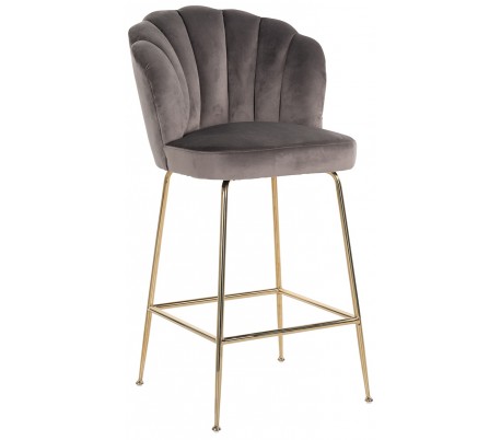 Pippa barstol i velour H113 cm - Guld/Stengrå