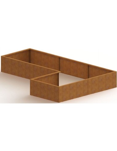 Kansas højbed uden bund H50 x B300 x D100/200 cm i corten stål