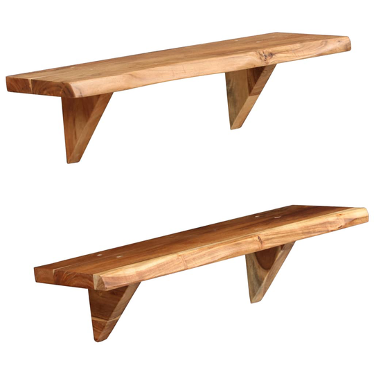 vidaXL væghylder 2 stk. 60 x 20 x 16 cm massivt akacietræ