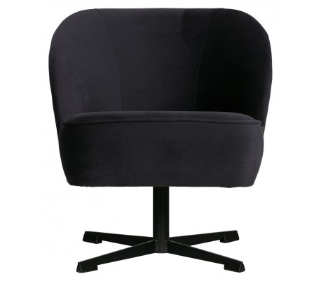 Moderne rotérbar lænestol i velour B65 cm - Blæksort