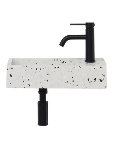 Porto vægmonteret håndvask 45 x 22 cm terrazzo - Hvid
