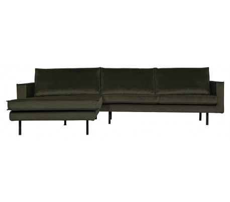 Rodeo Sofa med venstrevendt chaiselong i velour 300 x 155 cm - Mørkegrøn
