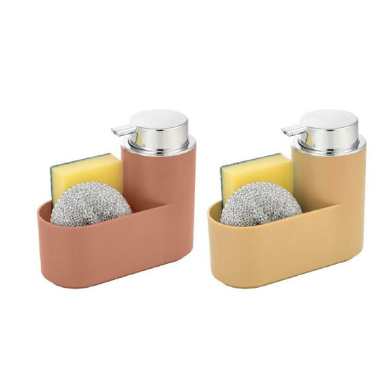 Sæbedispenser DKD Home Decor Terrakotta Gul ABS polystyren (17 x 7,5 x 15 cm) (2 enheder)