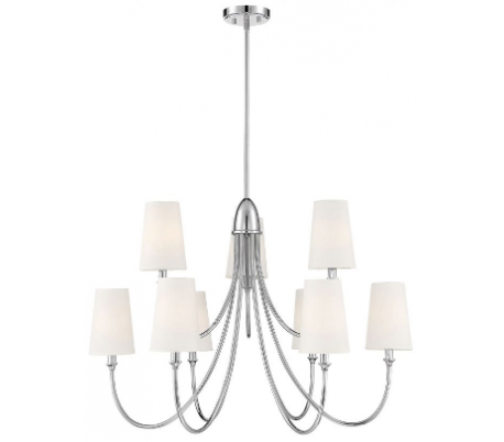 Cameron 9 Lysekrone Ø89 cm - Poleret nikkel/Hvid