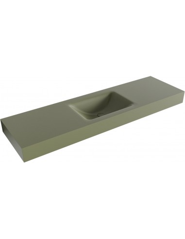 CLOUD væghængt håndvask 160 x 46 cm Solid surface - Armygrøn