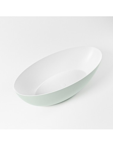 FLOAT fritstående badekar 170 x 80 cm Solid surface - Talkum/Svag grøn