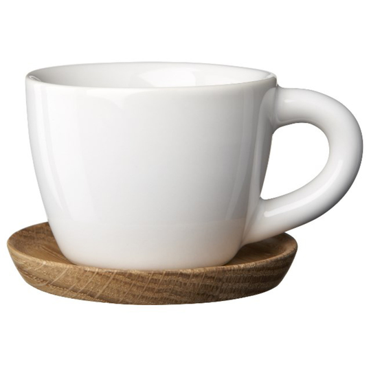 Höganäs Keramik Espressokop 10 cl., Hvid inkl. træ underkop