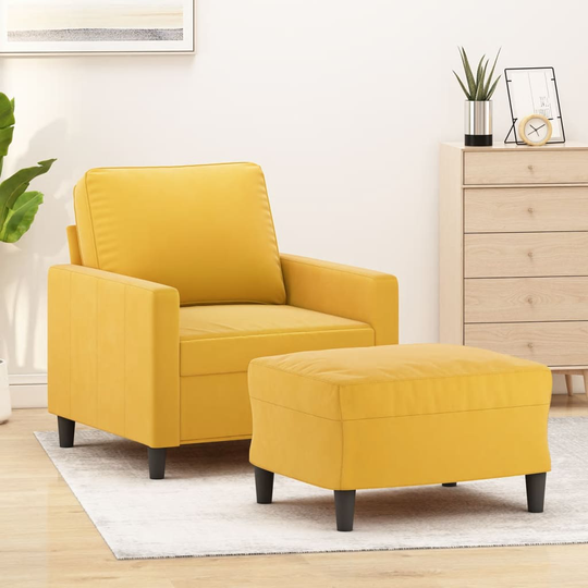vidaXL sofastol med fodskammel 60 cm velour lysegul