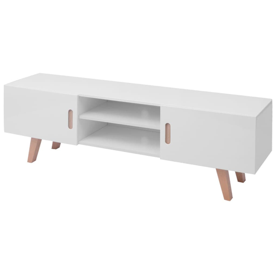 vidaXL tv-bord MDF 150 x 35 x 48,5 cm højglans hvid