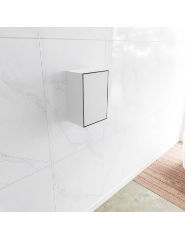 LAGOM venstrevendt skab til badeværelset 45 x 30 cm Solid surface - Talkum/Sort