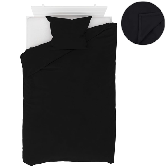 vidaXL sengesæt 4 dele 140 x 200/60 x 70 cm fleece sort