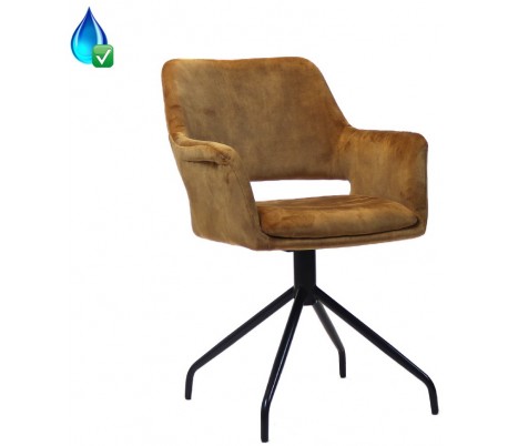 Nina rotérbar spisebordsstol i velour H84 cm - Sort/Okker