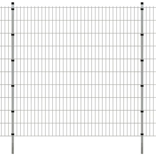 vidaXL 2D Havehegnspaneler & Pæle 2008x2030 mm 36 m Sølv