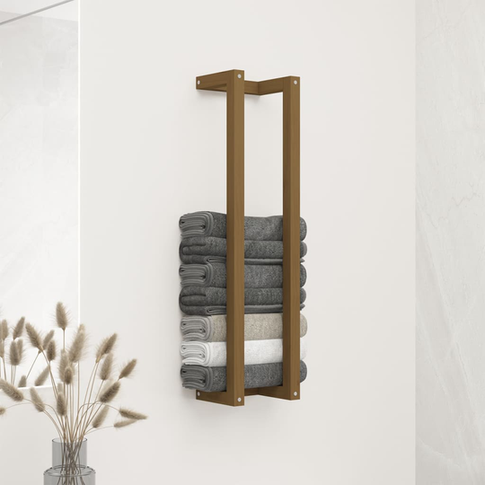 vidaXL håndklædeholder 23x18x90 cm massivt fyrretræ gyldenbrun