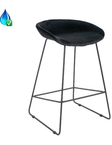 Oslo Barstol i velour H66 cm - Sort/Sort