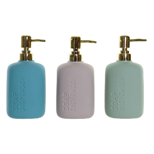 Sæbedispenser DKD Home Decor Grøn Grå Turkisblå ABS Stentøj Glam (3 pcs)