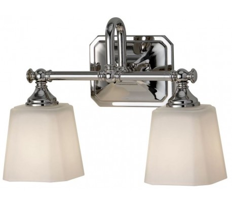 Concord Badeværelseslampe i stål og glas B35,6 cm 2 x G9 LED - Poleret krom/Hvid