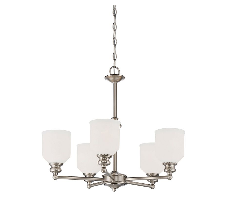Melrose 5 Lysekrone Ø61 cm - Satineret nikkel/Hvid