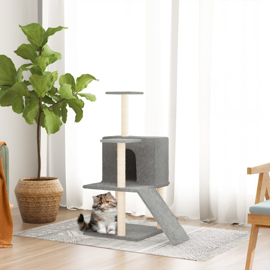 vidaXL kradsetræ med sisalstolper 109 cm lysegrå