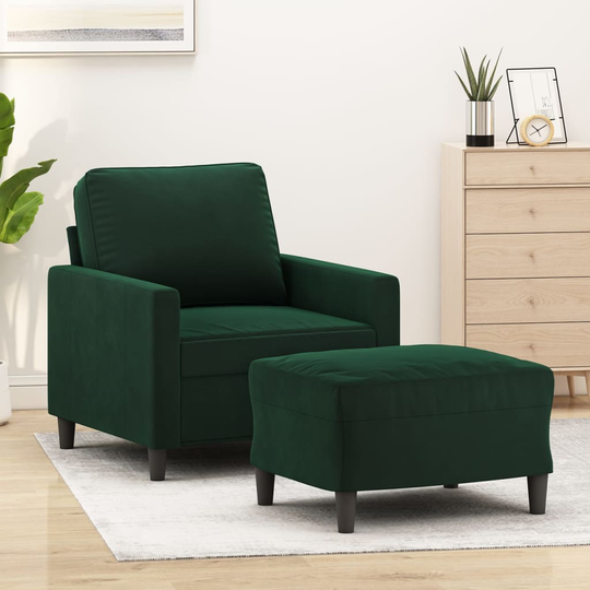 vidaXL sofastol med fodskammel 60 cm velour mørkegrøn