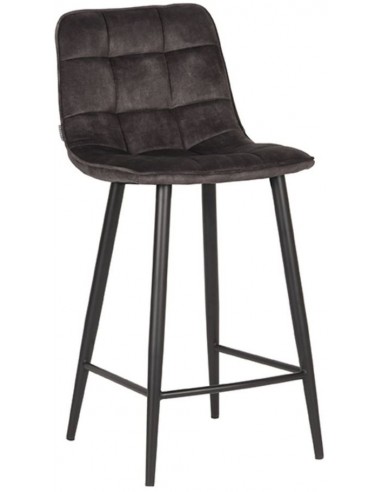 Jelt barstol i velour og metal H94 cm - Sort/Antracit