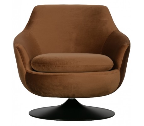 Rotérbar lænestol i velour H78 cm - Brun