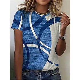 sommer uregelmæssig stribet print kortærmet v-hals afslappet t-shirt kvinder
