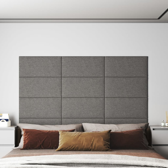 vidaXL vægpaneler 12 stk. 60x30 cm 2,16 m² stof lysegrå