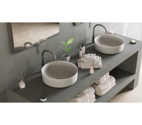 Ideavit Solidfloat-40 bordmonteret håndvask Ø40 cm Solid surface - Mat hvid