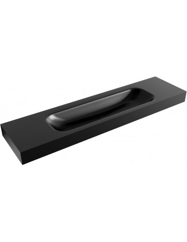 BIG LARGE væghængt håndvask 180 x 46 cm Solid surface - Sort