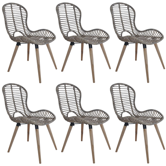 vidaXL spisebordsstole 6 stk. naturligt rattan brun