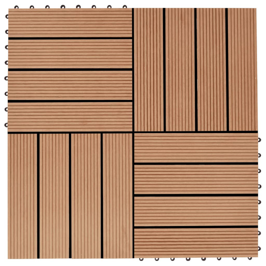 vidaXL terrassefliser 22 stk. 30 x 30 cm 2 m2 WPC teakfarve
