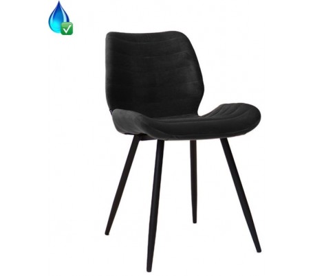 Toby Spisebordsstol i velour H77 cm - Sort/Sort