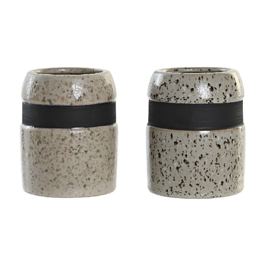 Briller DKD Home Decor Grå Beige Stentøj (7,5 x 7,5 x 12 cm) (7,5 x 7,5 x 10 cm) (2 enheder)
