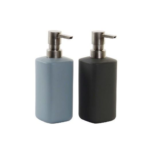 Sæbedispenser DKD Home Decor Mørkegrå Lysegrå ABS Stentøj (7 x 7 x 19 cm) (2 pcs)