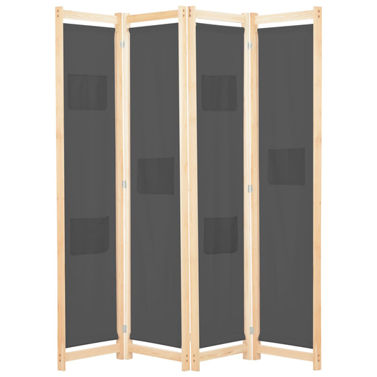 vidaXL 4-panels rumdeler 160 x 170 x 4 cm stof grå