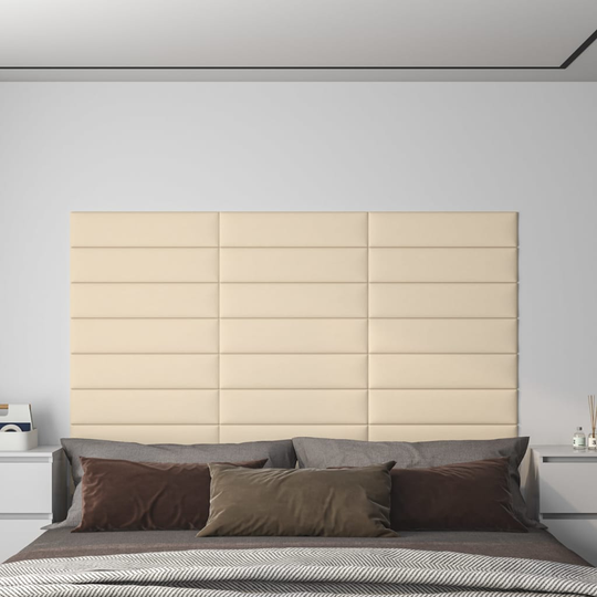 vidaXL vægpaneler 12 stk. 60x15 cm 1,08 m² stof cremefarvet