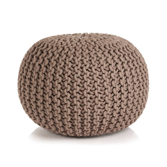 vidaXL håndstrikket puf bomuld 50 x 35 cm brun
