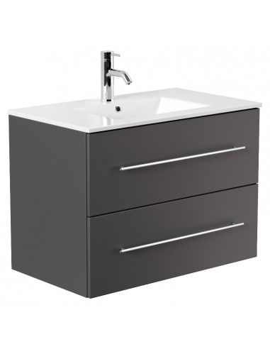 Homeline komplet badmiljø i mdf og mineralsten H54 x B80 cm - Antracit højglans