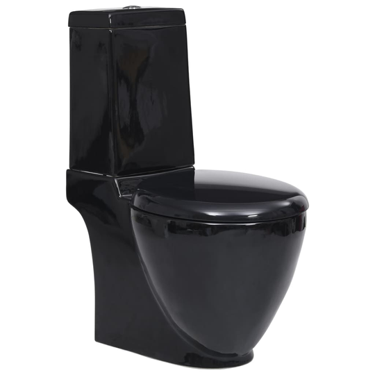 vidaXL keramisk toilet afløb i bunden rund sort