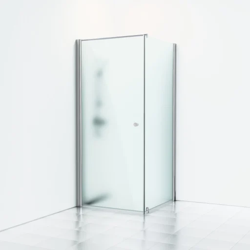 Svedbergs Skoga Brusehjørne 100 x 83 cm, dør og fast væg, frostet glas/mat alu