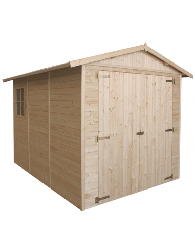 Garage i fyrretræ B244 cm - Natur/Sort