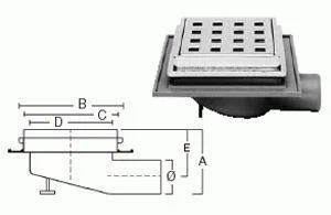 Purus Afløbsskål t/Beton 32 mm, Forkromet rist