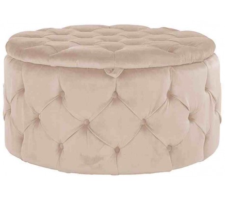 Lulu puf med opbevaring i velour Ø80 cm - Khaki