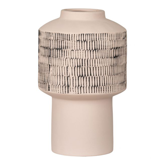 Vase i lysebrun keramik med krusningseffekt Ø17,5x28 cm - 4441705