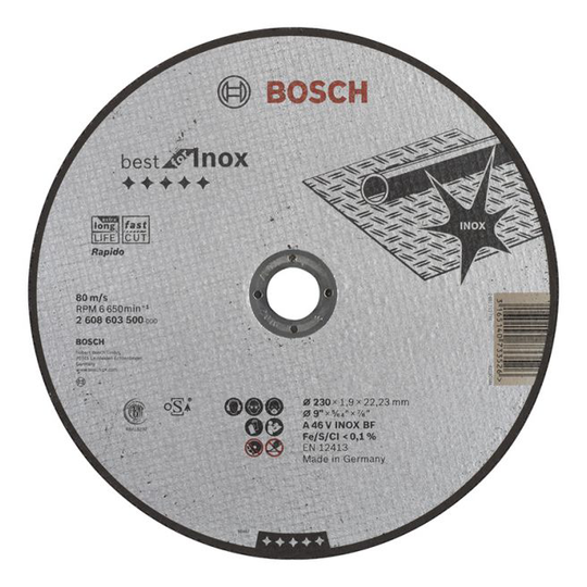 Bosch Skæreskive A46v Inox 230x1,9mm Lige - 2608603500