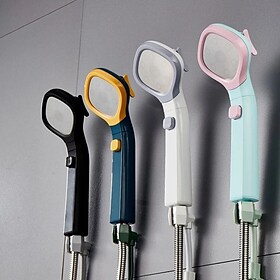brusehoved 4 mode justerbar højtryksvandbesparende one-key stop vand håndholdt brusehoved under tryk badeværelsestilbehør (med 1,5 m vandrør og støtte)